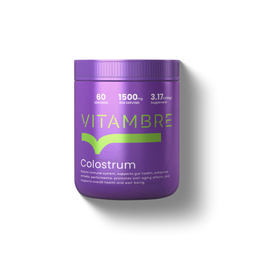 Vitambre Grass-Fed Bovine Colostrum – Natural youProtein Powder for Gut Health, Skin Radiance, and Strong Immunity Healthcare Supplement Muscle Iron